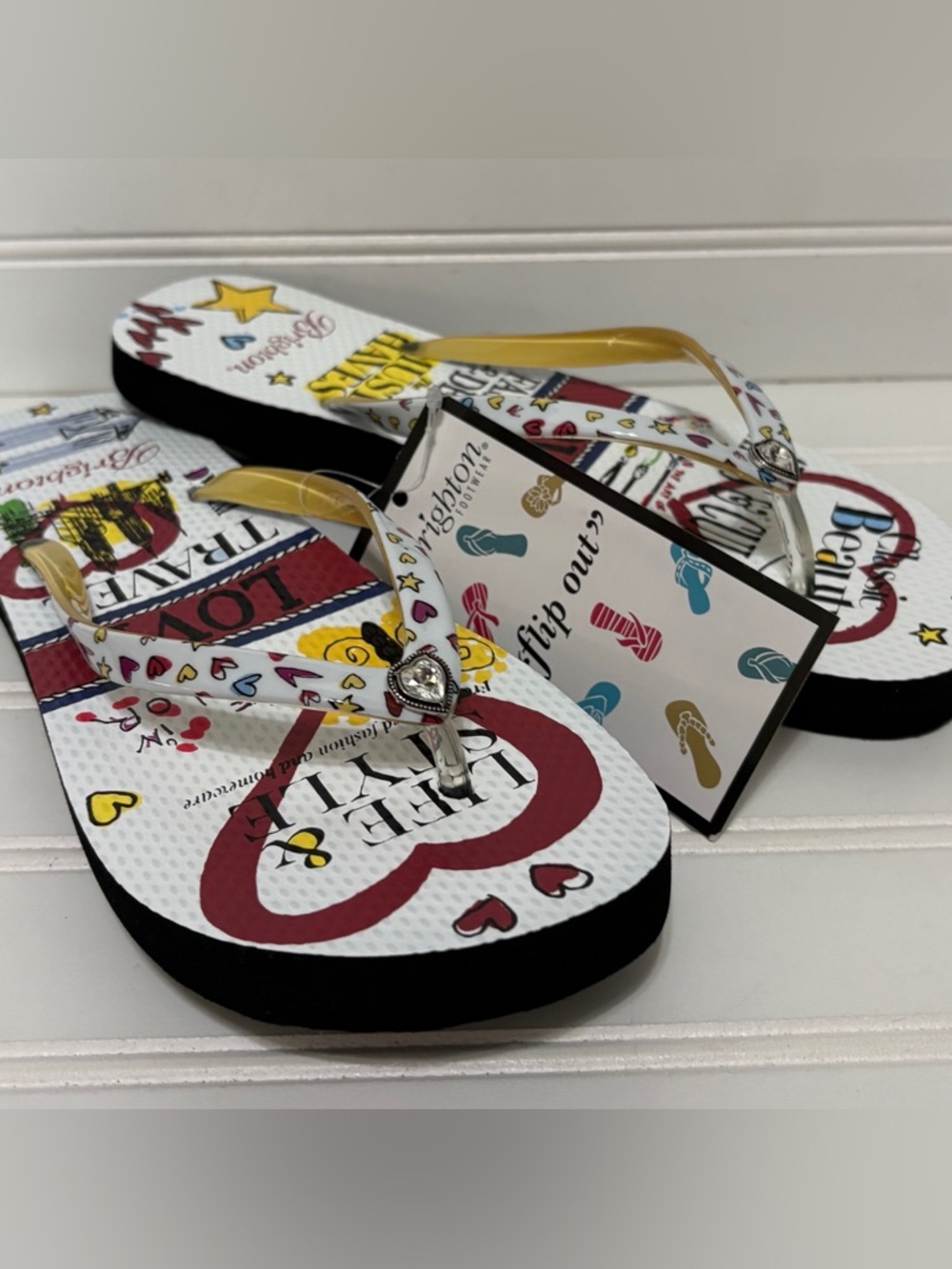 BRIGHTON Insta Multi Print Rubber Flip Flops Sandals Womens Size 8 New With Tags